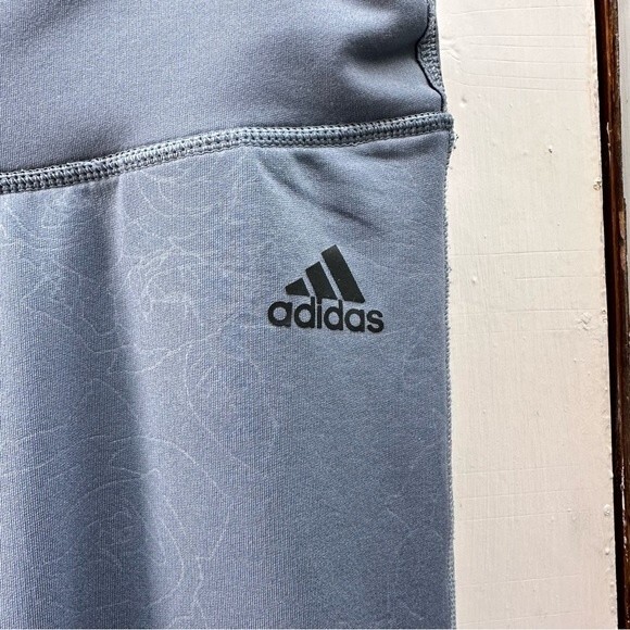 Adidas climalite floral dusty blue grey leggings women's medium inseam of 31 - Picture 4 of 5